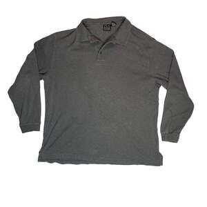 Jos A Bank Long Sleeve Polo Shirt Gray XL Cotton Casual